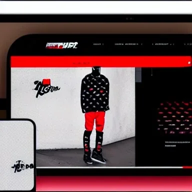 Homepage for a Streetwear Brand, UI, UX, Neon Red and Black, Futuristic, Simplistic