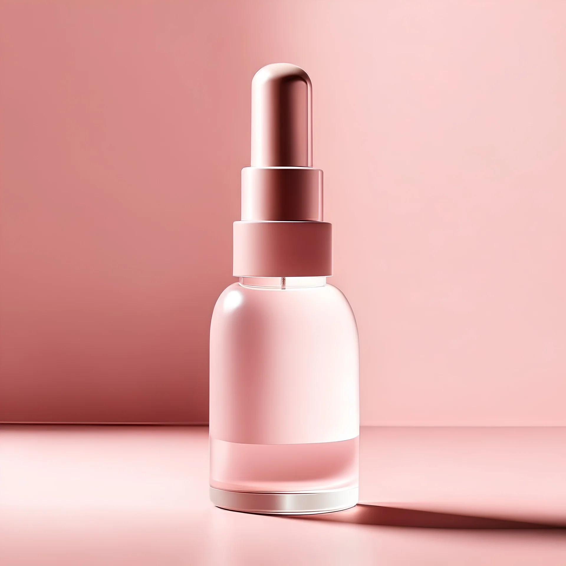 A modern cream bottle with light pink background