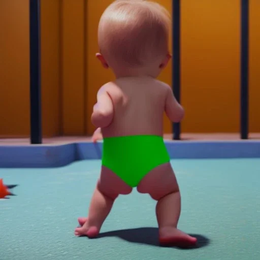 Gaspar noe toddler, full body, hyper realistic, 8k quality, unreal engine 5