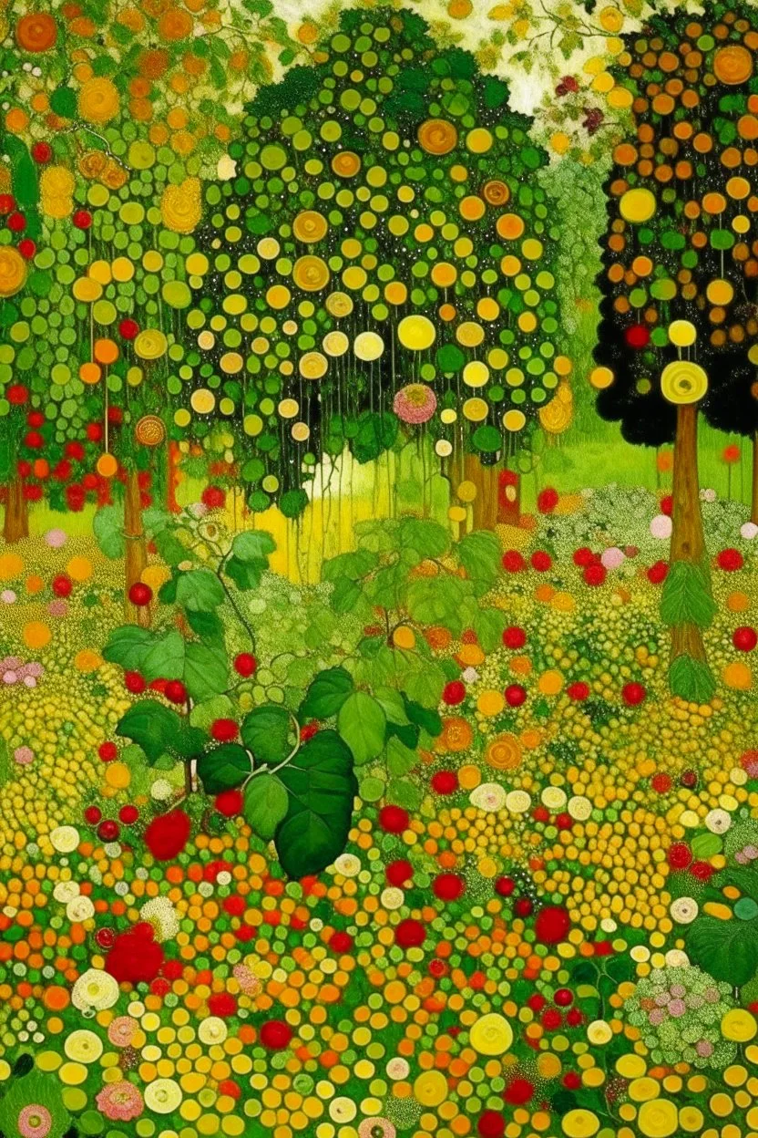 A green grove with vegetables painted by Gustav Klimt