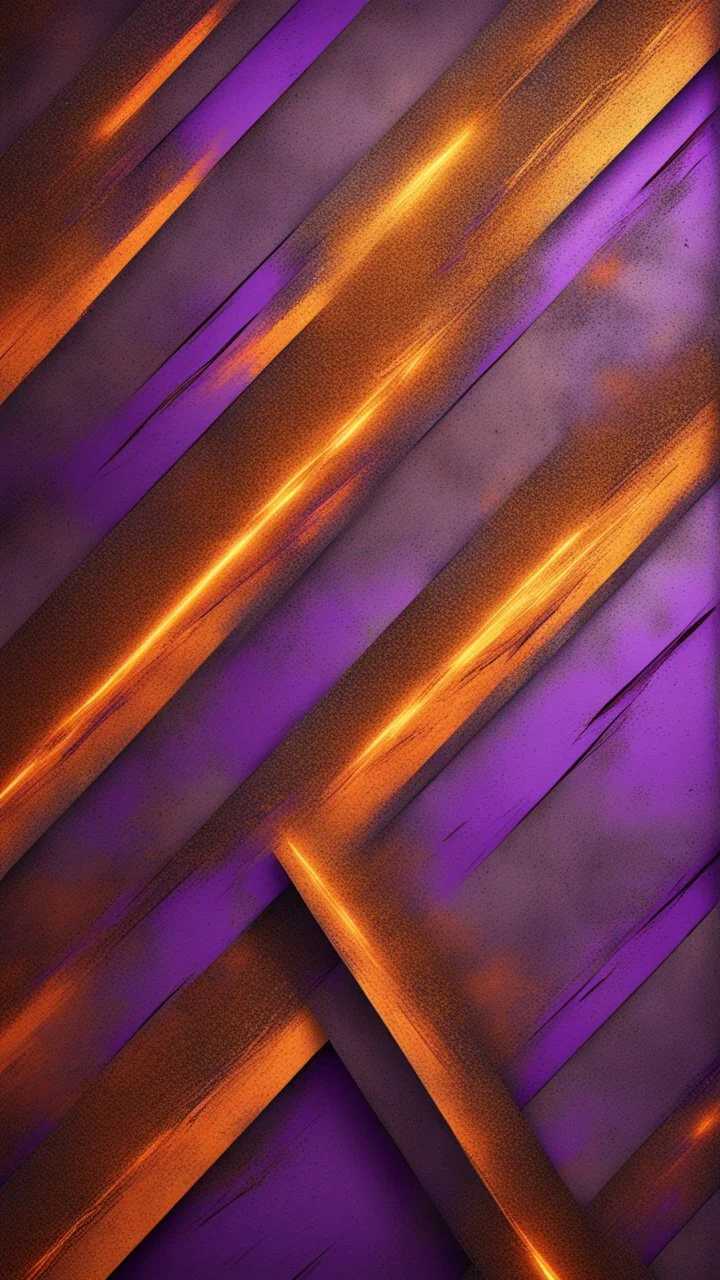 Hyper Realistic Glowing-Golden-Diagonal-Intersecting-Lines on rustic-orange-&-purple-rustic-wall with embers