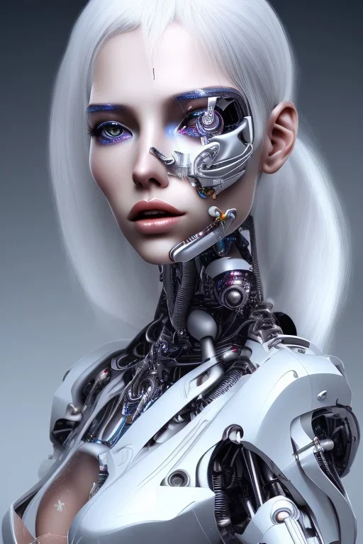 cyborg, white hair, sexy, perfect, real, dream