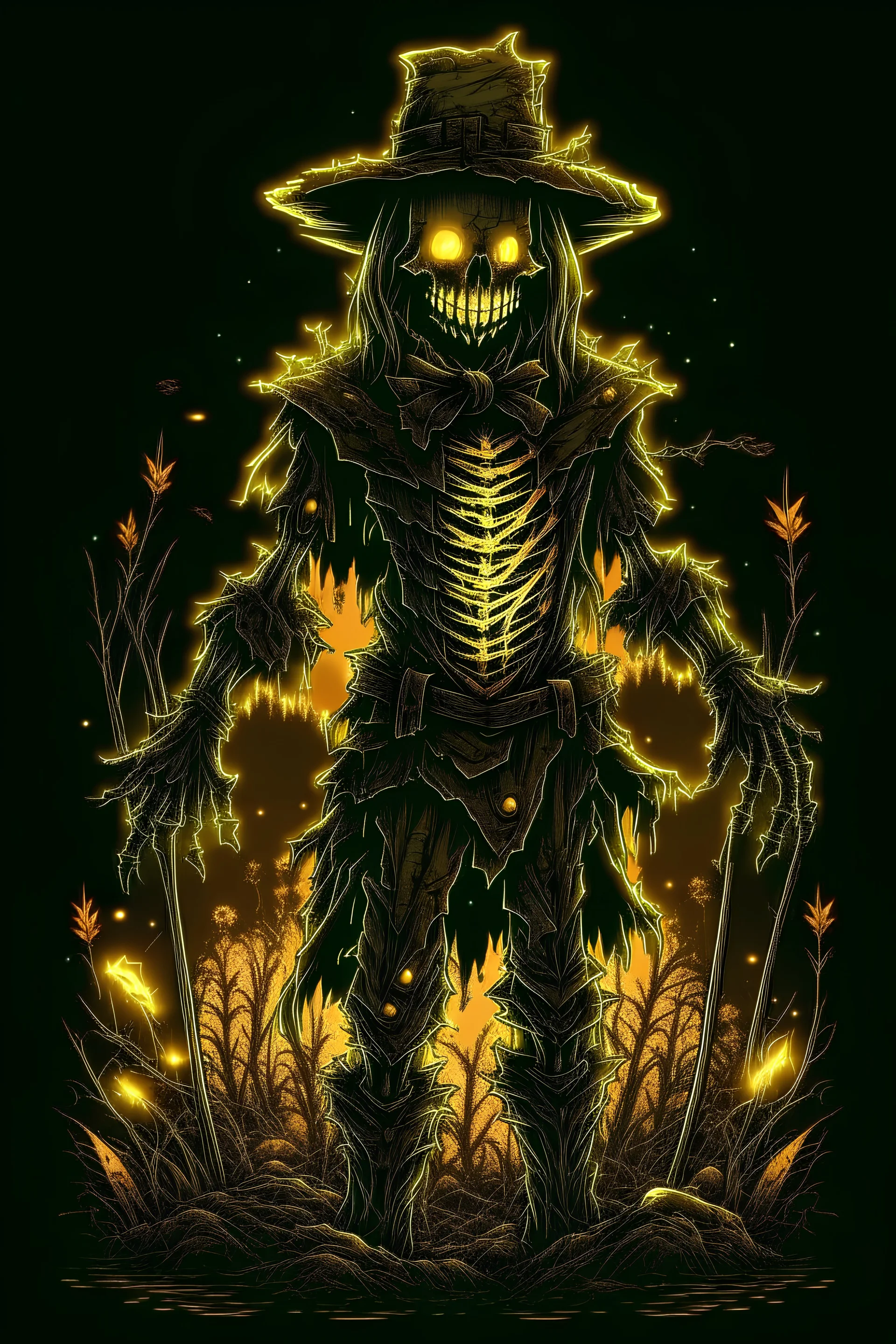 Full Body Glowing Undead Scarecrow Woman