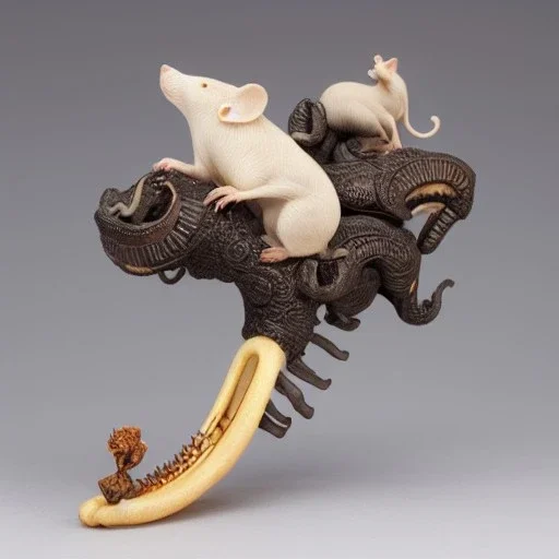 ivory sculpt of Chinese rats tobacco pipe with Chinese cloud and chinese fire pattern and many rats . artwork by tooth wu and wlop and alena aenami and greg rutkowski