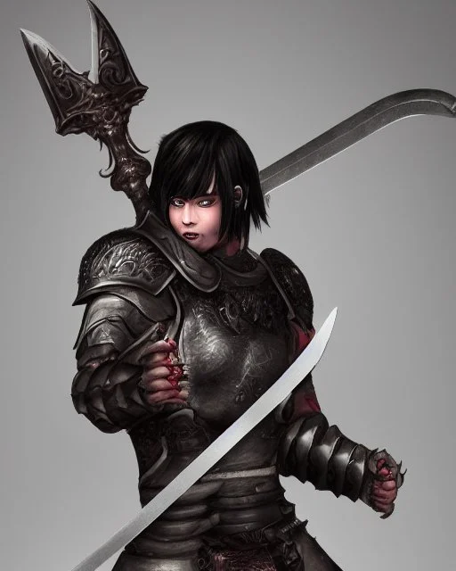 human berserker meaty black hair longsword