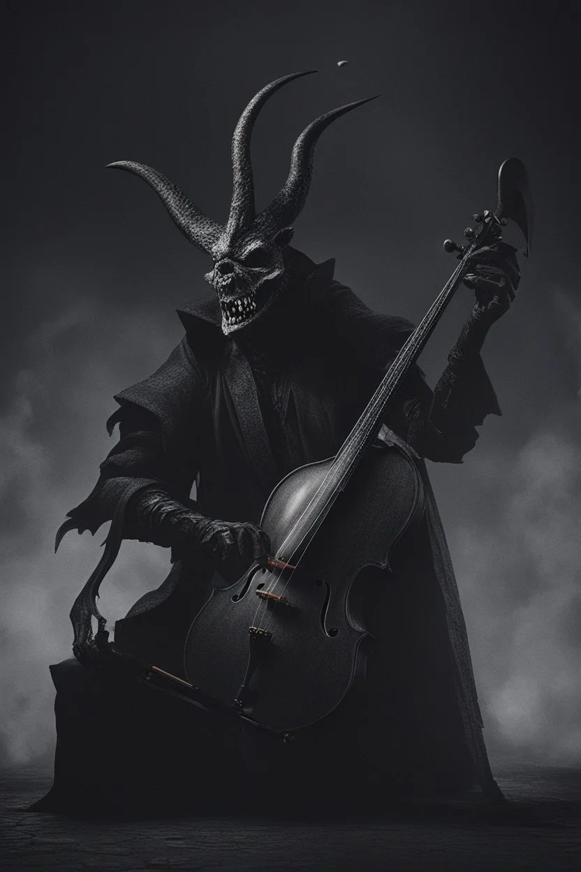 Dark demon musician with violin