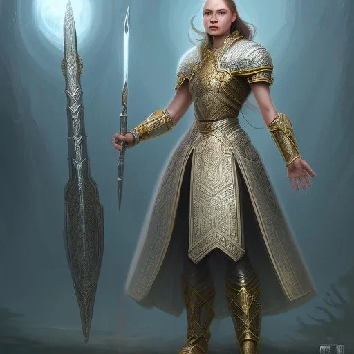 fantasy setting, female goliath, white dress