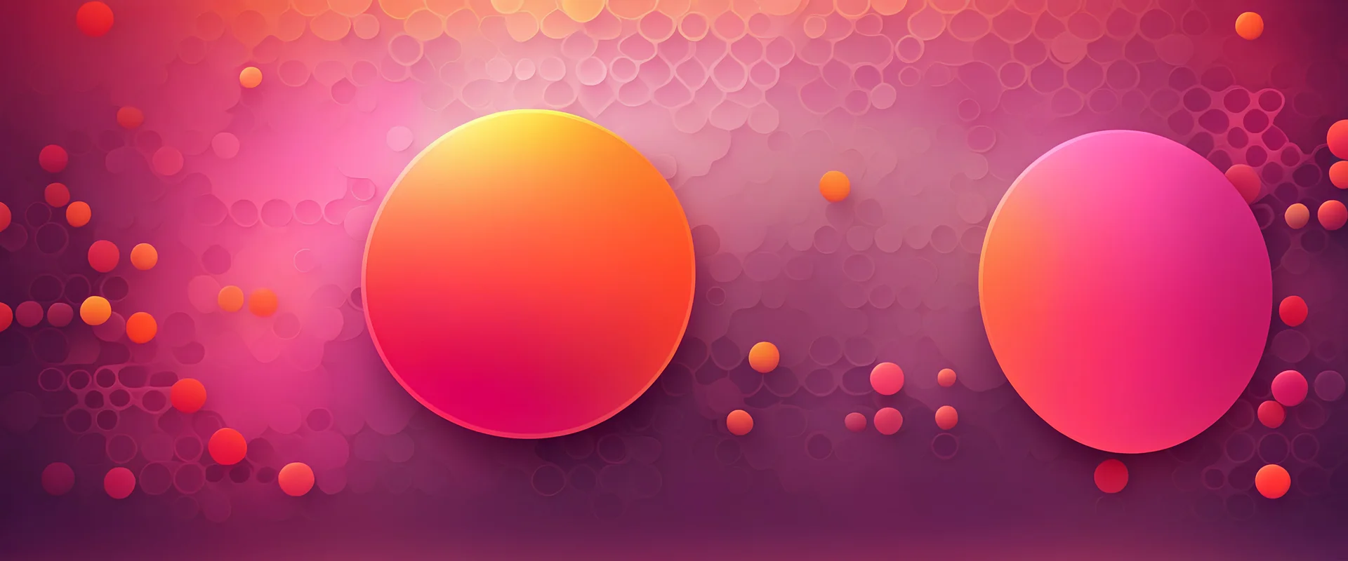 Modern orange, pink, red and yellow gradient geometric shape circle design on abstract blurred mesh background