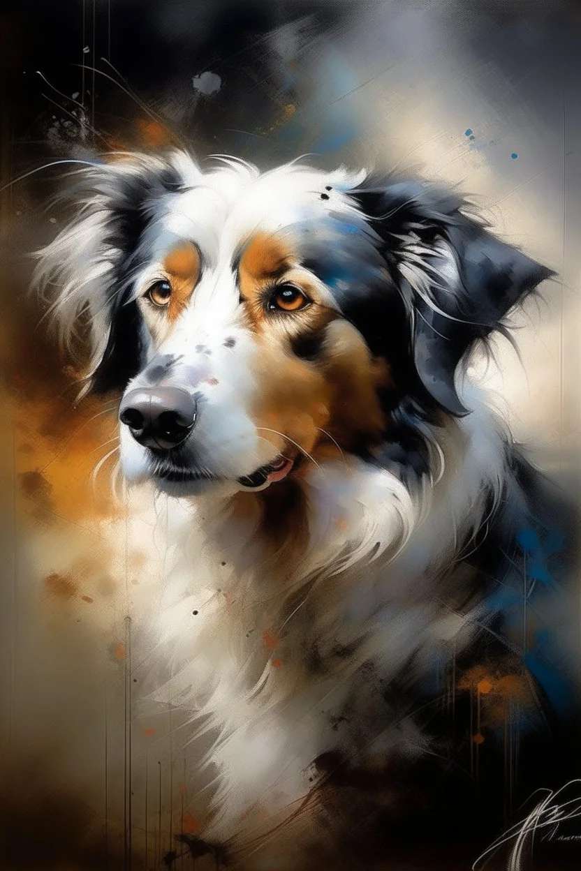 A portrait of a bernadoodle dog by willem haenraets, centred, perfect composition,