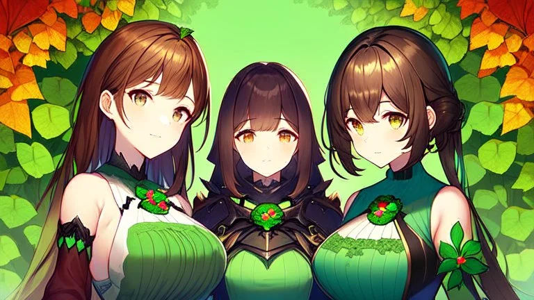 rave poster with Four-leaf clover girl with brown hair and catears