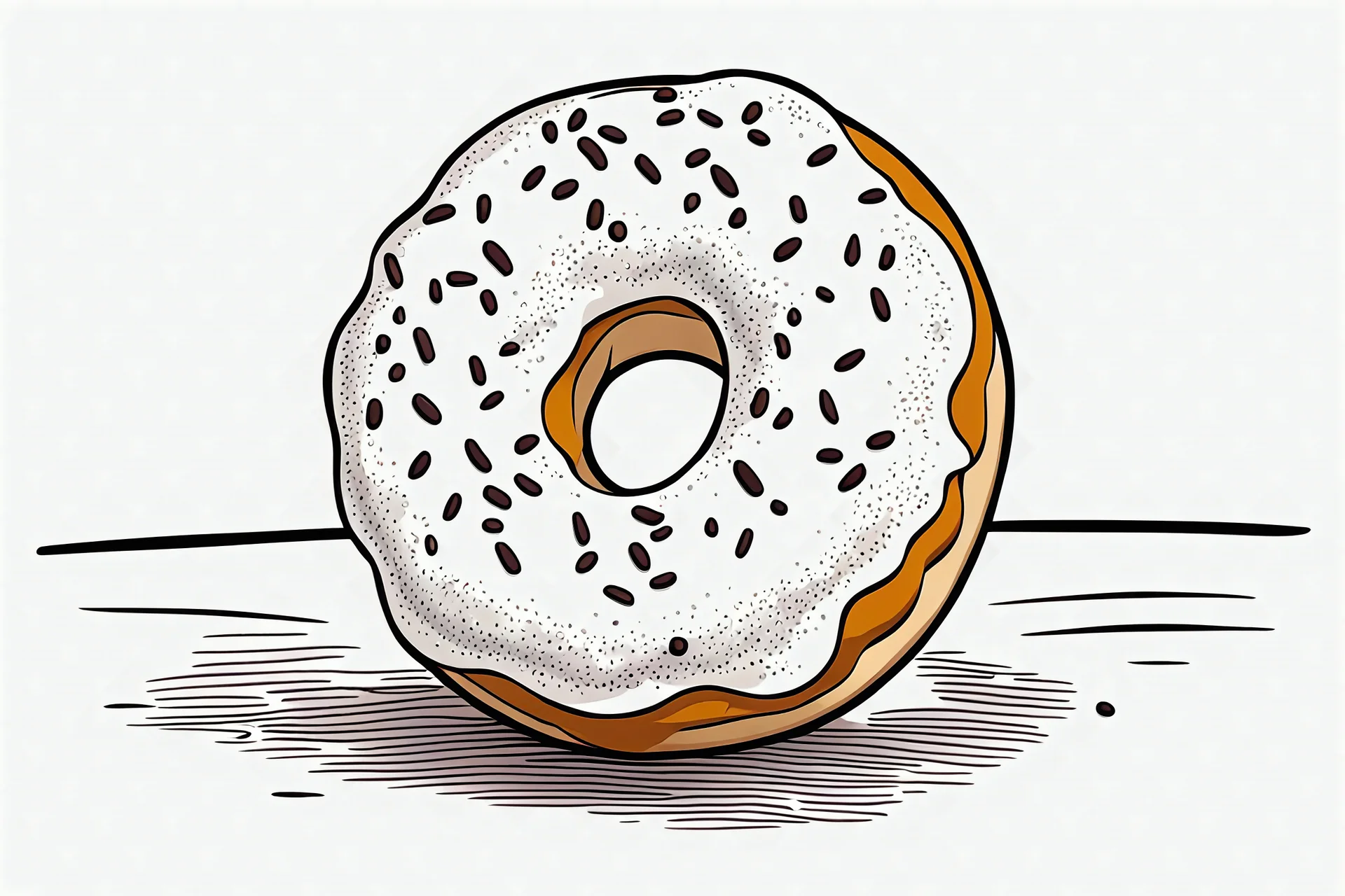 A donut with icing colouring image with blank background for kids - Thin and same sharplines used