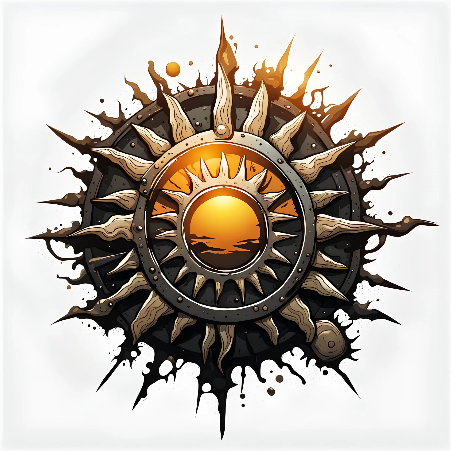 post-apocalyptic sun vector icon stylized on the white background
