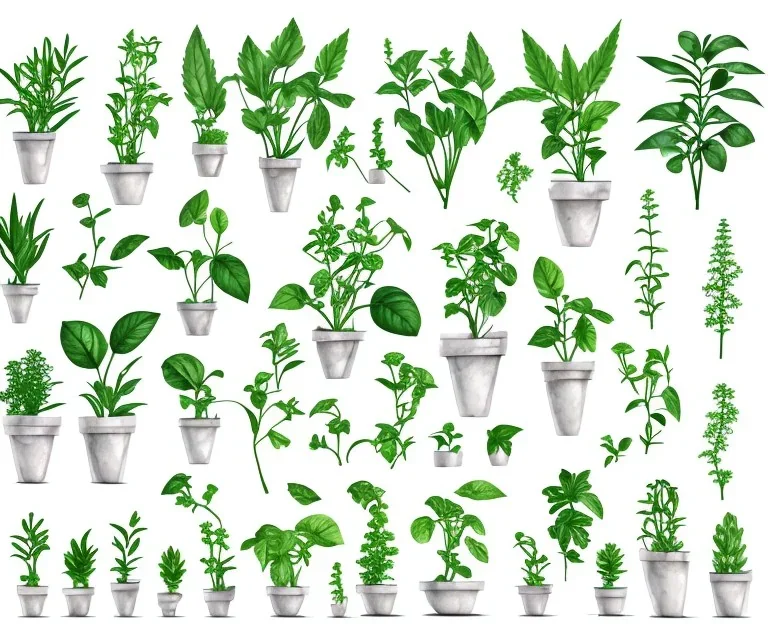 Vector plants and herb set illustration. Watercolor white backdrop