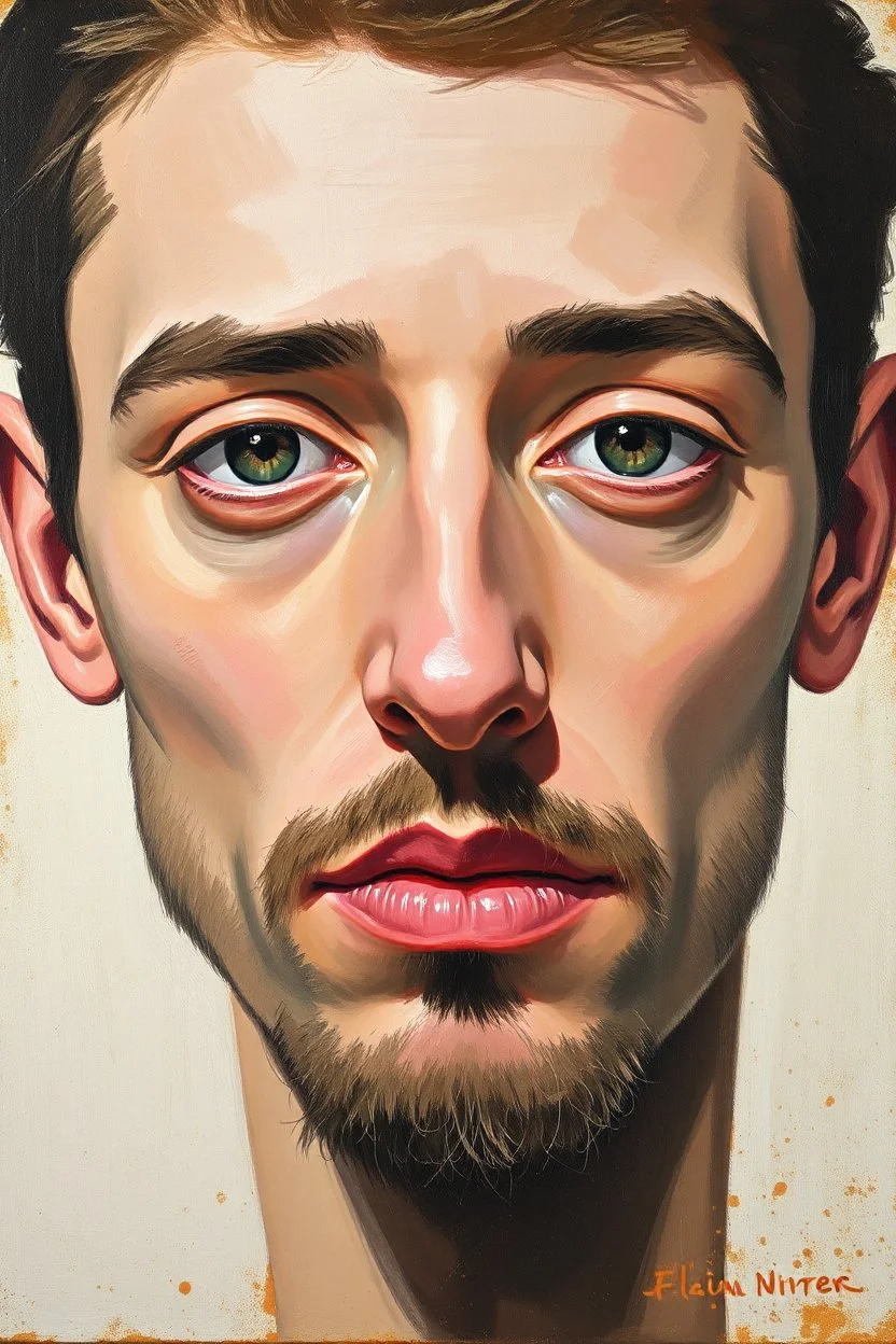 Ben Jamine facial portrait, oil on canvas by Flan Ders