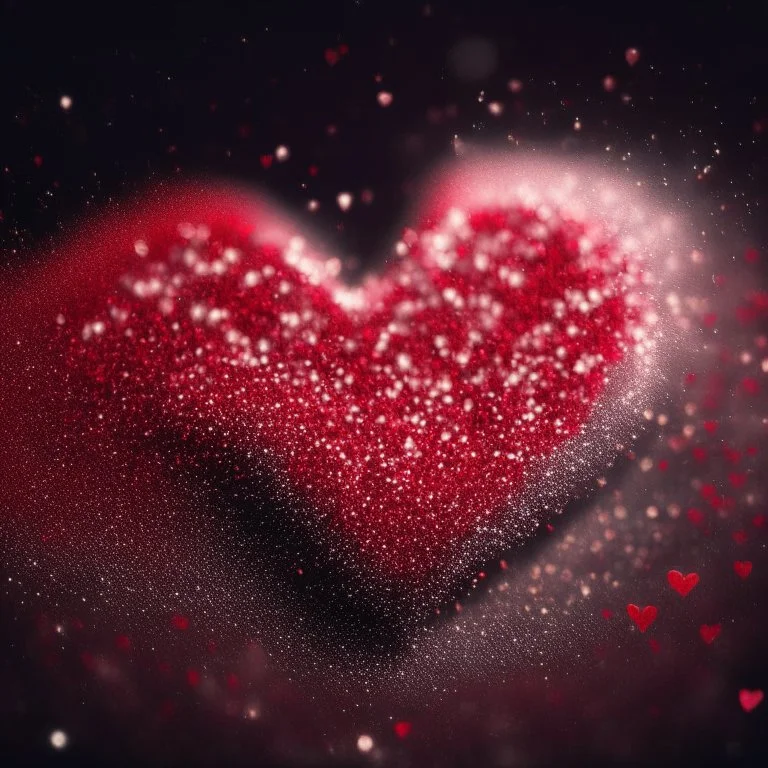 motion blur red glitter heart