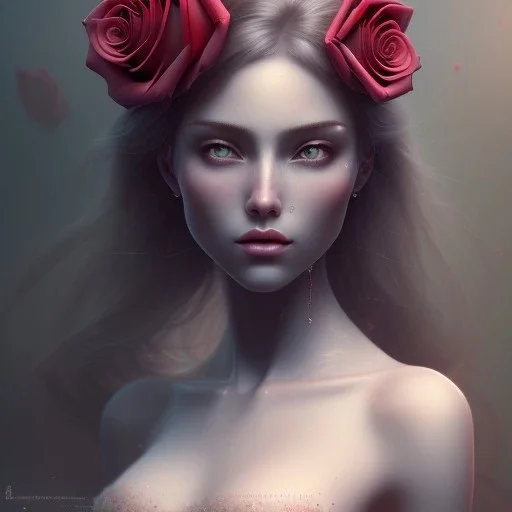 red rose beautiful girl,utra realistic,highly detailed, masterpiece, delicate detailed, sharp focus, insanely detailed, fantasy art, intricate detailed, elegant, fog, Special Lighting, Vibrant, color Scheme, forest, unreal engine 5, trending on artstation