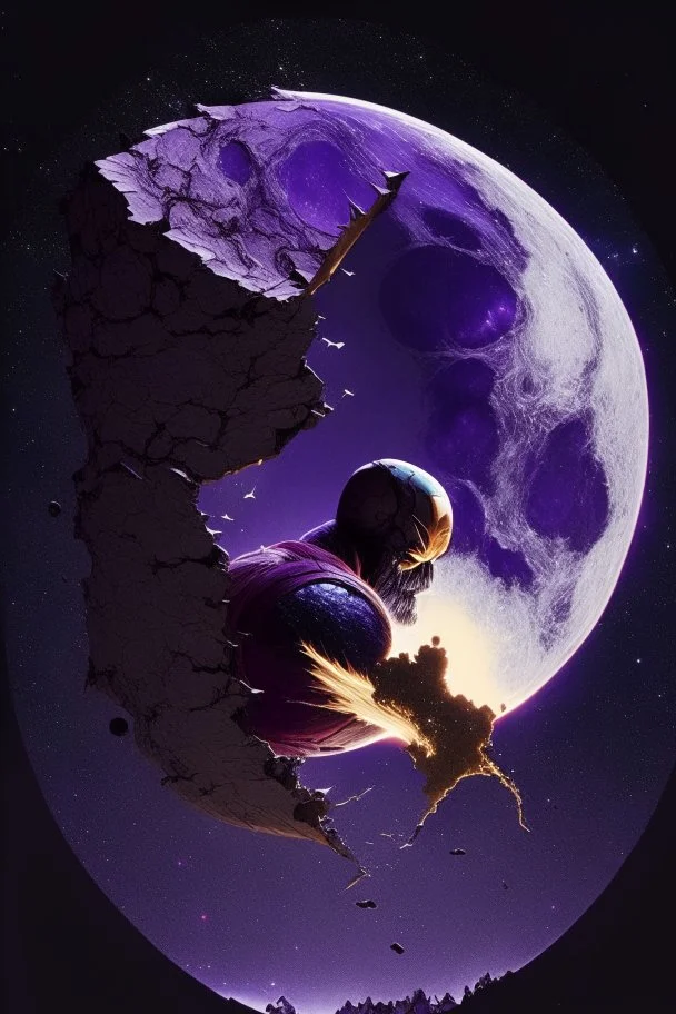 Mighty Thanos cutting the moon in half