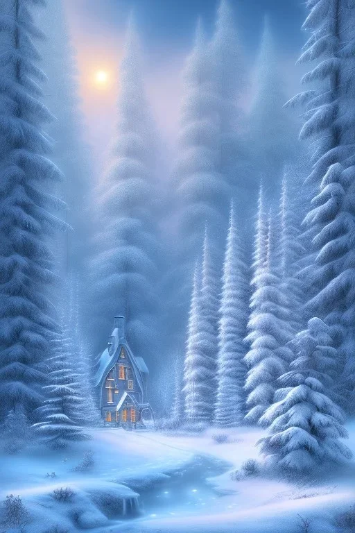 Wintertime Wonderland a Beautiful Hyperrealistic Digital Graphic in the Style of Jennifer Healy