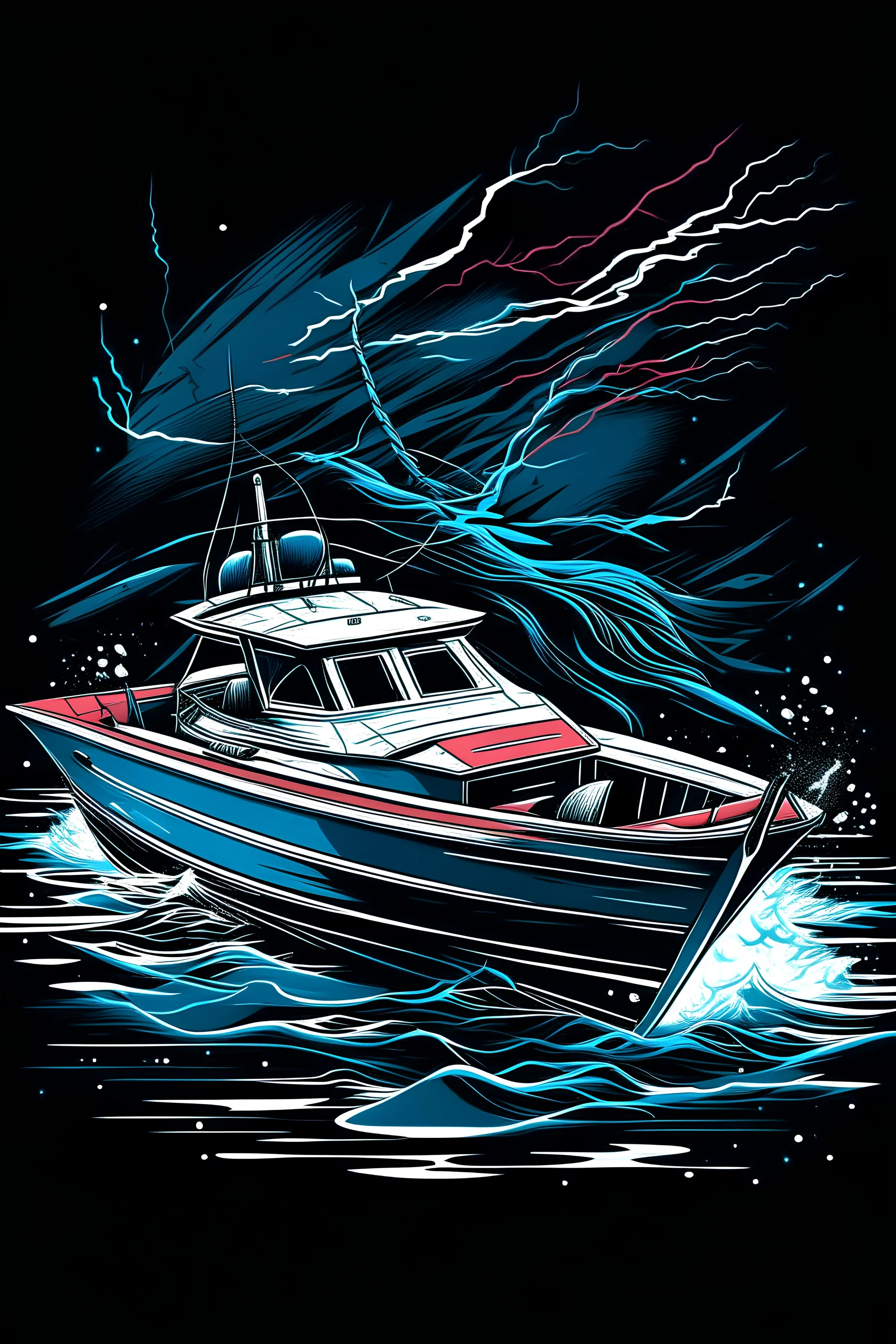 masterpiece, best quality, Siberian boat in the water, simple logo background, in the style of japanese manga, duotone, professional quality panting, ultra detailed, joyful lightning, multiple colors with some shades, half body shot