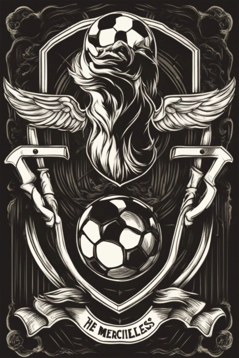 tegn et soccer logo med navnet "De Nådesløse"
