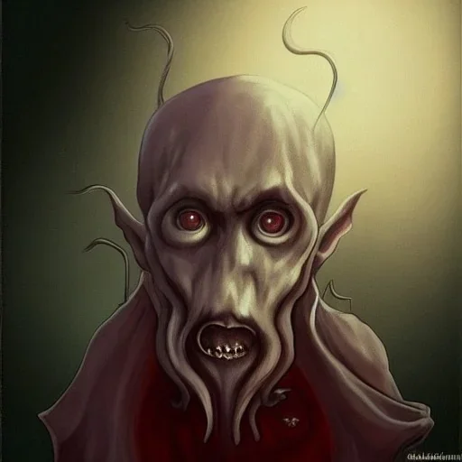 Cthulhu with white skin as a Russian Orthodox nosferatu vampire