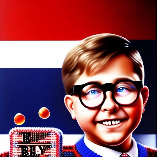 ralphie peter billingsley glasses, chubby teen in argyle sweater holding a bar of (red soap)