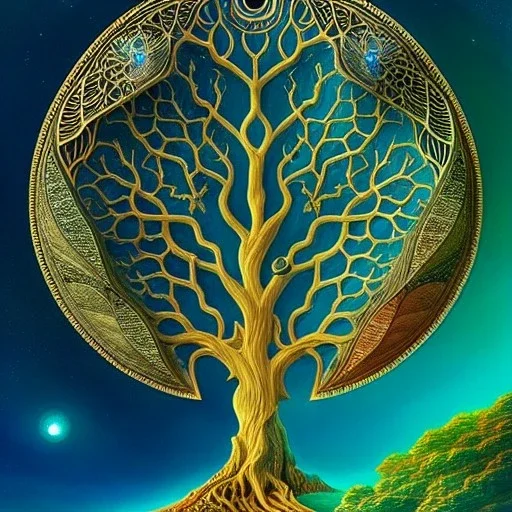 fullbody Drawing of 'sketch of an ancient tree of life',intricate detail,andrea bonelli,Kilian Eng,Ohrai,evan lee,Aleksandr Sidelnikov,KyuYong Eom,three quarters frontal aerial view,toned colors,32k