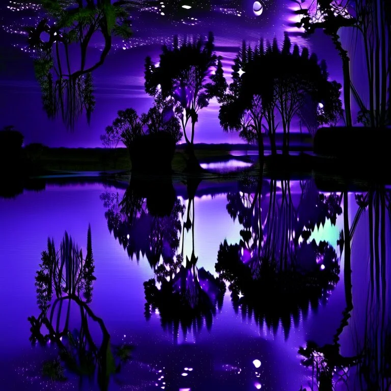 beautiful nighttime water mirrored dark purple