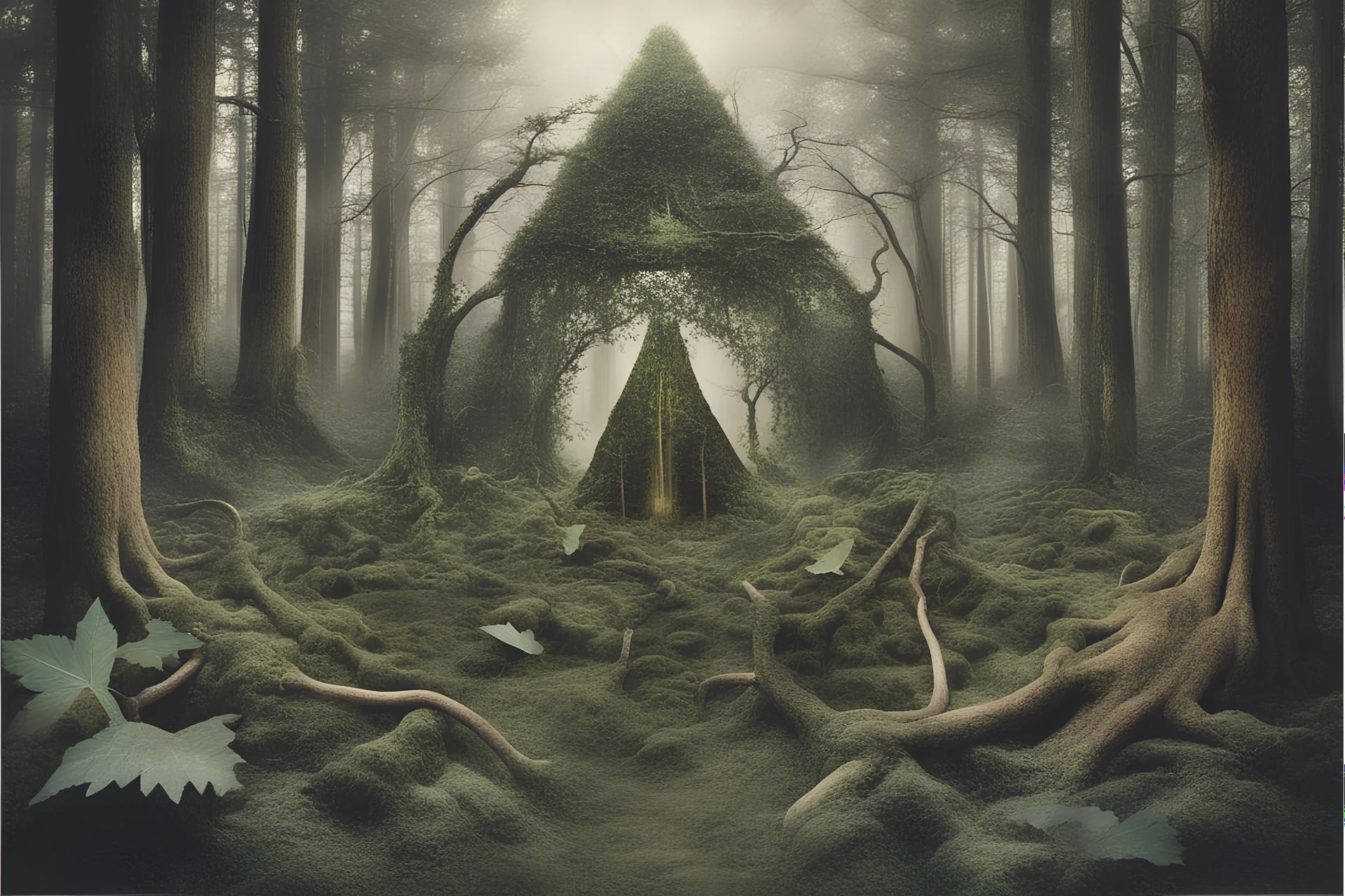 cultivate collage Esher surreal esoteric inforest