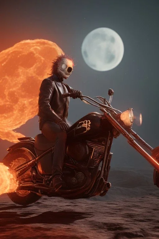 Ghost rider in hell with the moon in the background