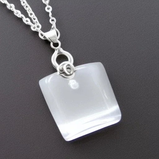 Clear polyester necklace with a chunky silver pendant in the shape of a key