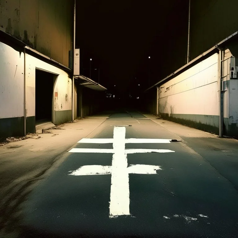 Minimal contemporary abstract oil paintings of a dirty desolate 1960s carpark with road markings and concrete fragments. style of Justin Mortimer and Francis Bacon.