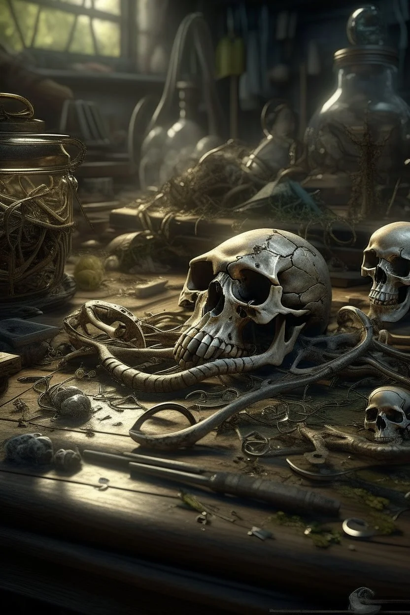 Bosch nightmares paint if style Title: skulls,knives’ ,spiders eyeglass , human bones, "Bees, farm, snakes " Tuttle snakes, intricate insanely , scorpions ,detailed octane render trending on artstation, 8k artistic photography, photorealistic concept art, soft natural volumetric cinematic perfect light, chiaroscuro, award-winning photograph, masterpiece, oil on canvas, Raphael, Caravaggio, Greg Rutkowski, people, beksinski, Giger