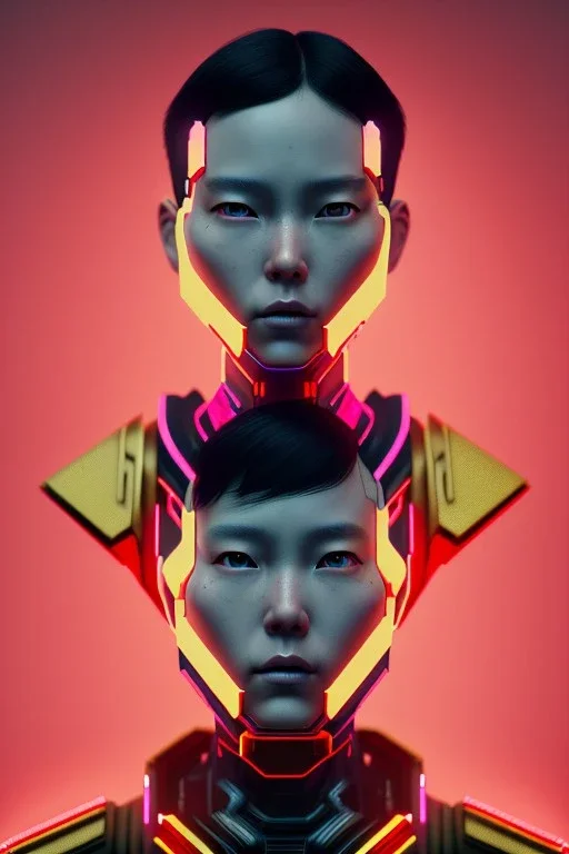 MCU Portrait, Front image. cyberpunk Asian woman, pink short hair. rabbit mask, latex suit. Red, black, gold, color. Punk style, minimal details. highly detailed, concept art, smooth, unreal engine 5, god rays, ray tracing, RTX, lumen lighting, ultra detail, volumetric lighting, 3d, finely drawn, high definition, high resolution.