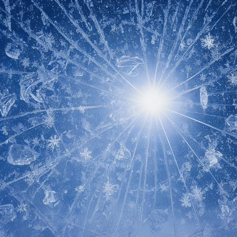 celestial, reflection, ice crystals, snow, icicles