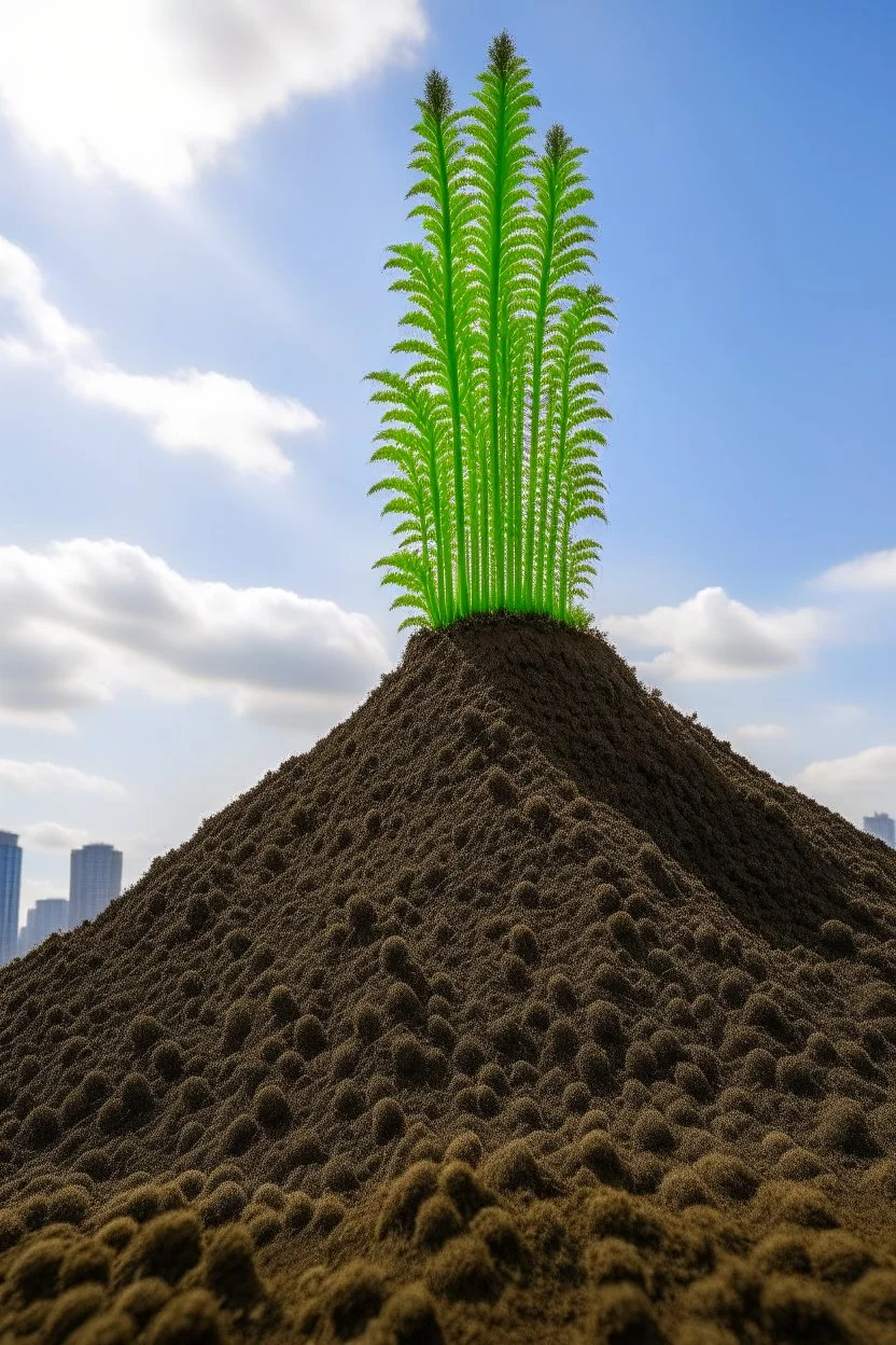 skyscraper sprouting from dirt