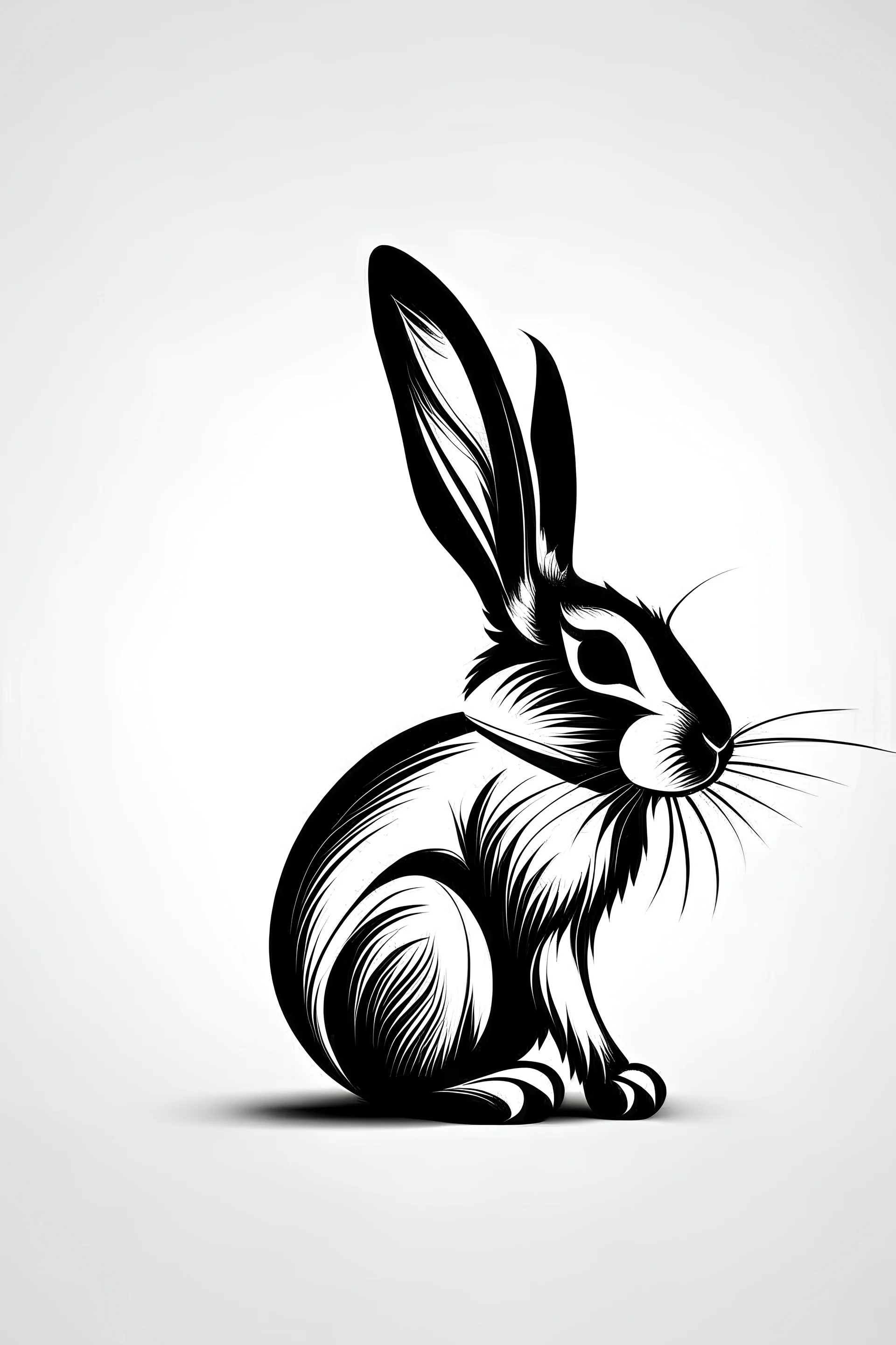 Rabbit logo design, mockup, Motivation, Text, picture, pencil, detailed, high resolution, style Mockup, colored, vector lines, shadow, colored, black and White ar 2: 3