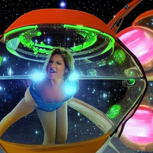 Gina Strippoli getting probed by aliens in a mothership