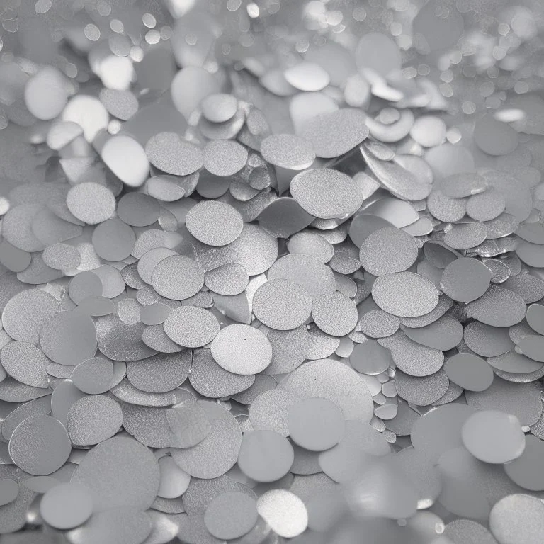 a photograph of round silver confetti