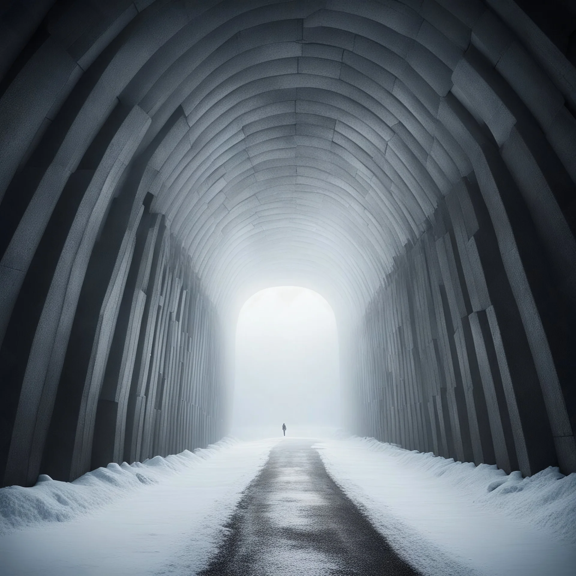 inside a massive, dark doomsday vault. some mist. large dundeon