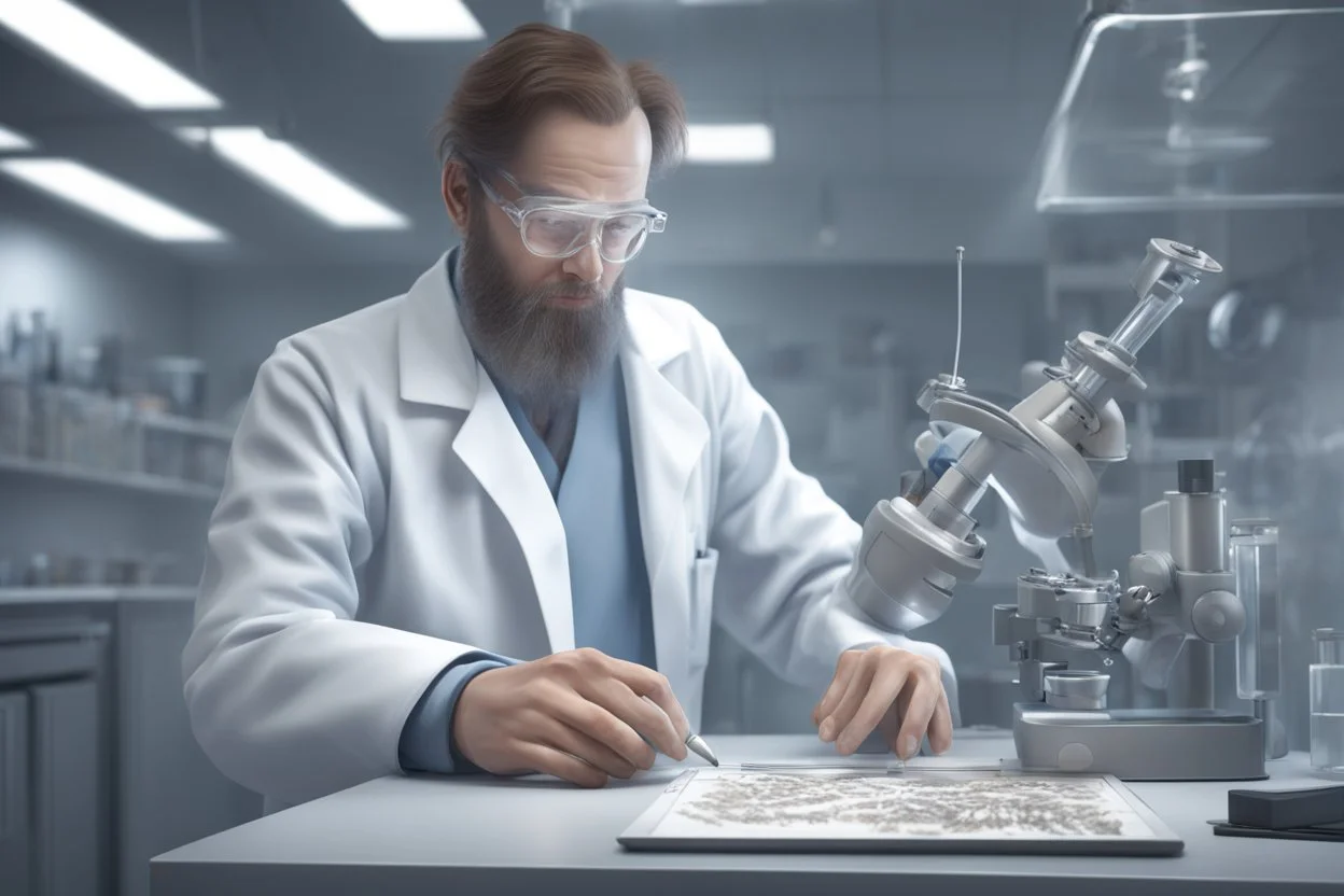 علماء يعملون في المختبر خلي الصوره واقعيه جدا