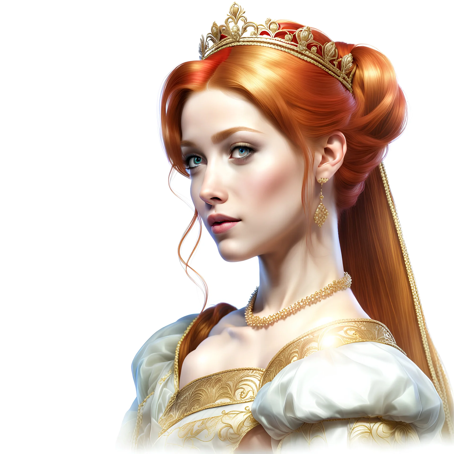 realistic golden-red-haired princess