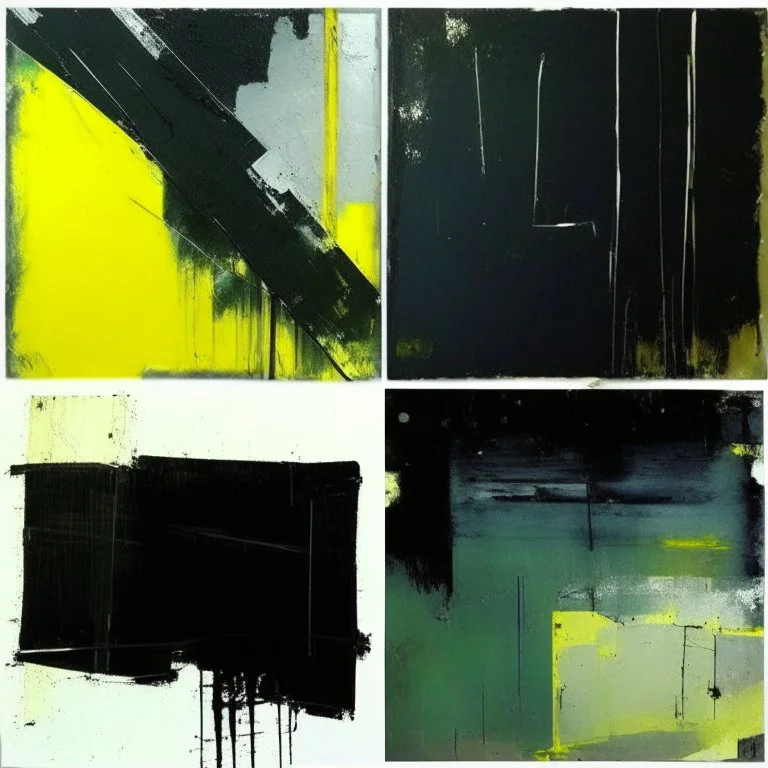 Minimal abstract oil paintings desolate 1960s carpark concrete fragments. Yellow road markings. style of Justin Mortimer and Francis Bacon.