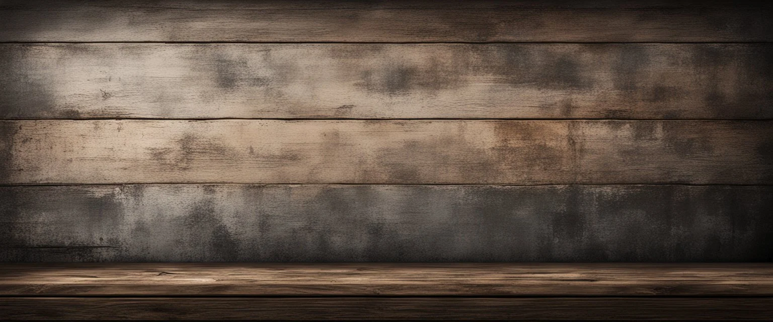 Hyper Realistic Grunge Rustic Grungy paint on wooden plank on dark rustic wall & dark vignette effect