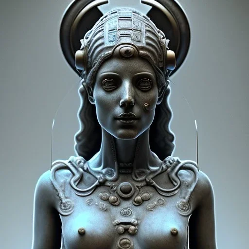 a greek marmor statue of a woman, steam punk, scary, horror, realistic, made in octane, cinematic, movie, CGI, ultra-realistic, extremely detailed octane rendering, 8K, VRAY Super Real ar 2:3, dof photorealistic futuristic 50mm lens hard lighting dark gray tintype photograph, realistic lighting, sephia colors