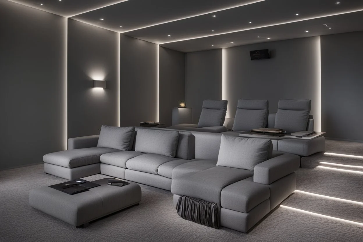 home cinema room with LED lighting in the walls make sure the room is completely symmetrical