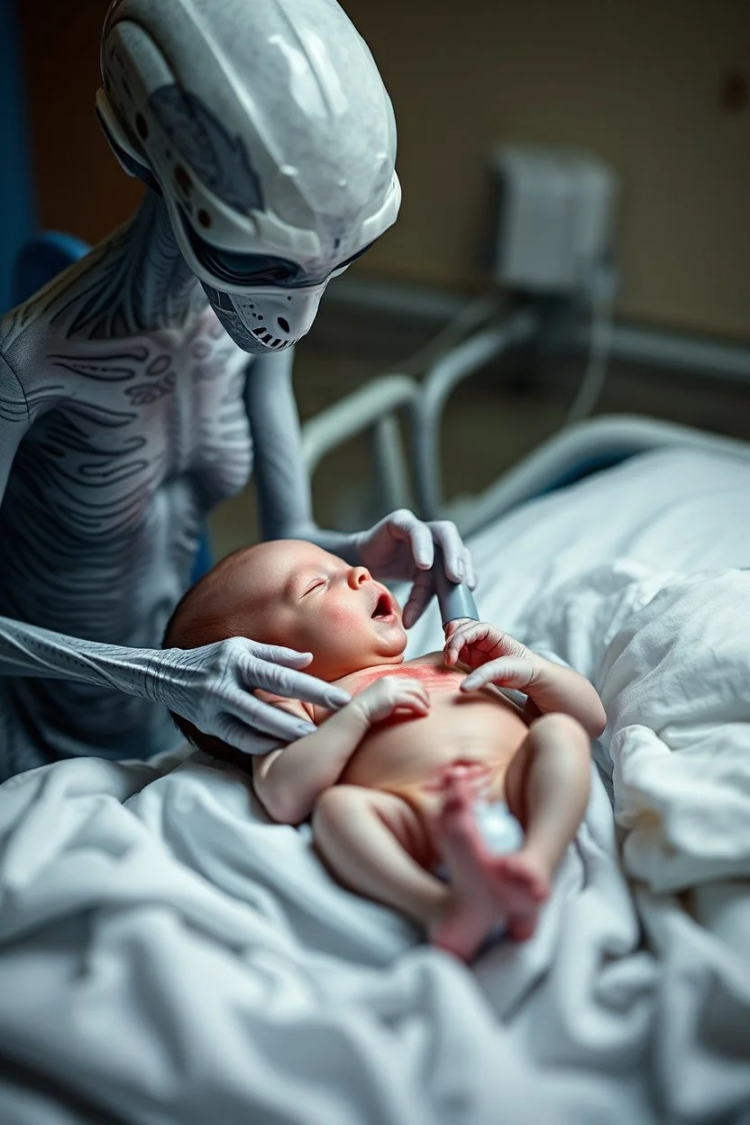 Aliens nursing A sick newborn with respiratory illness