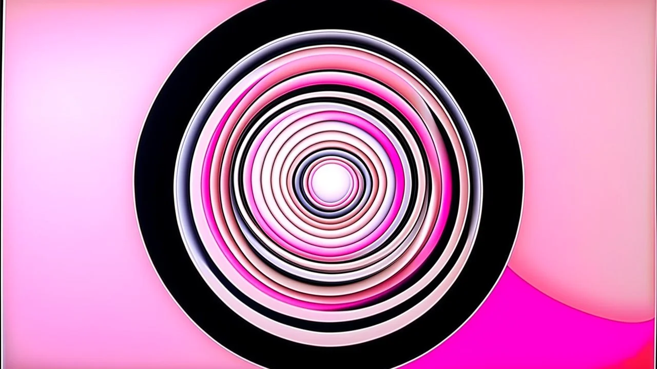 Cosmic Orbits; surrealism, optical art; Ilya Bolotowsky; salmon to pastel pink to white grdient