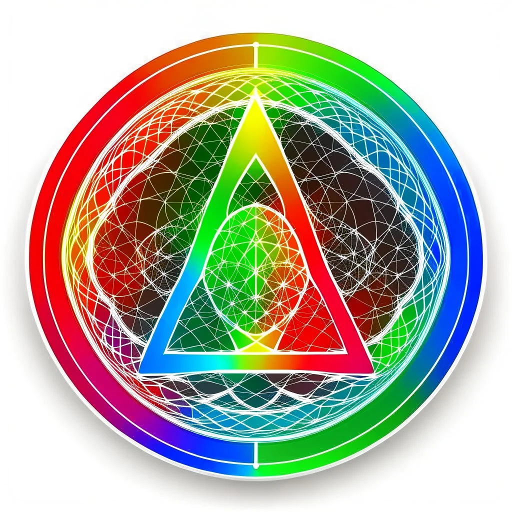 colorful Spirograph triangle in a circle