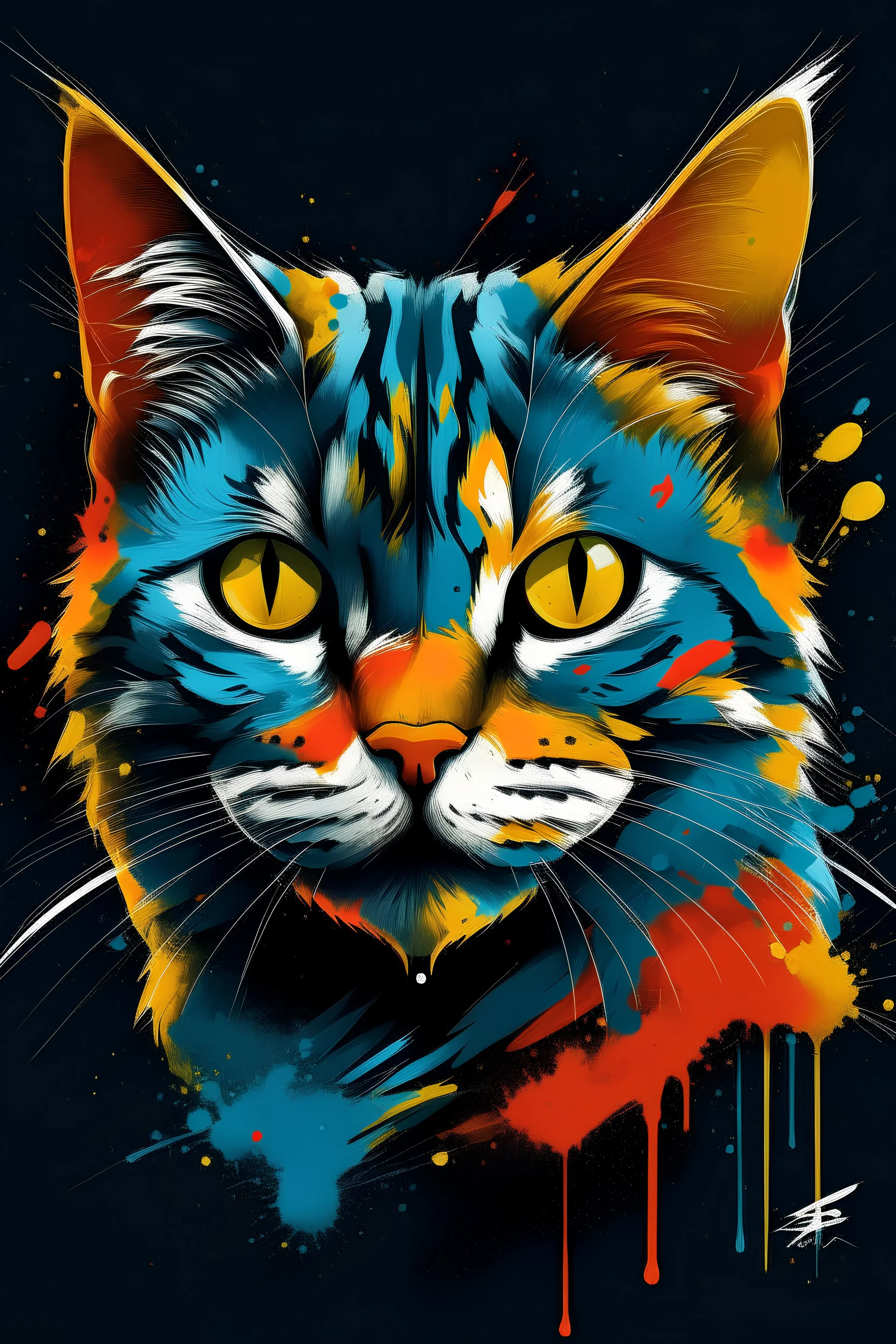 t-shirt design, cat digital art by Jan Tengnagel, shutterstock contest winner, furry art, artwork, angular, art